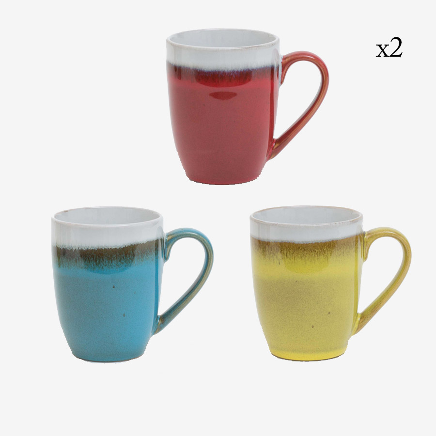 Coffret 6 mugs colores 35cl