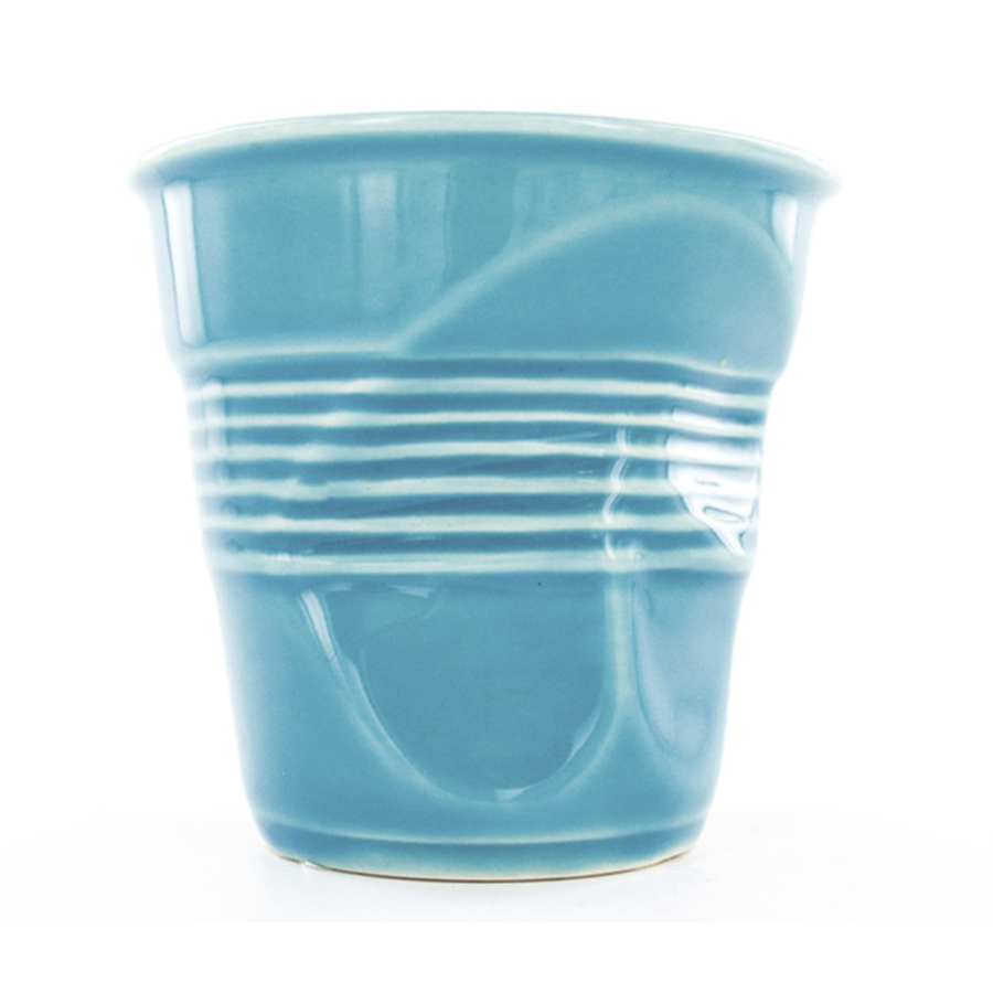 Gobelet froisse expresso en porcelaine couleur bleu turquoise 8 cl