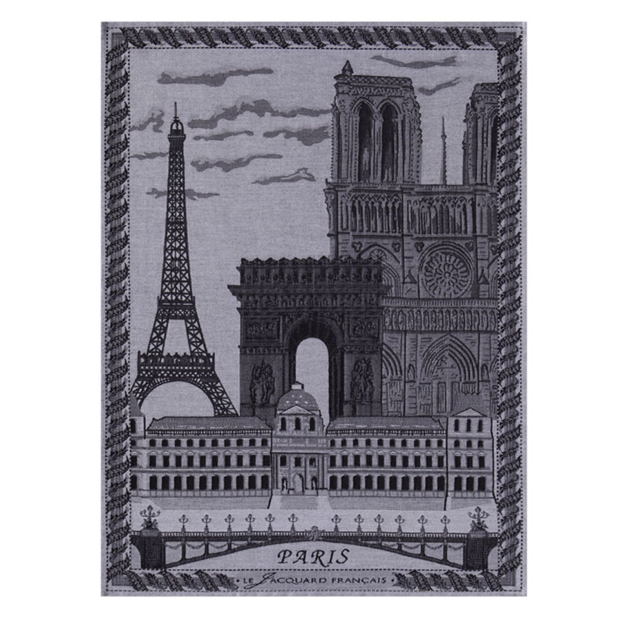 Torchon coloris Mika 100 Coton peigne motif Paris Tissage Le Jacquard Francais