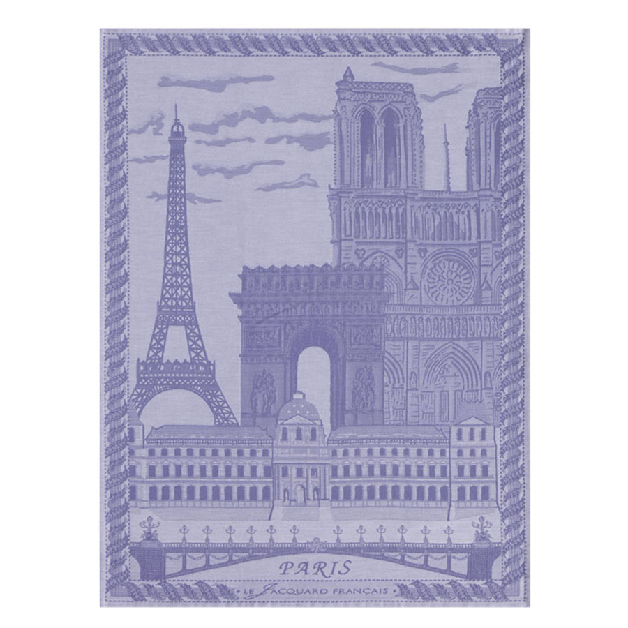 Torchon coloris Chardon 100 Coton peigne motif Paris Tissage Le Jacquard Francais