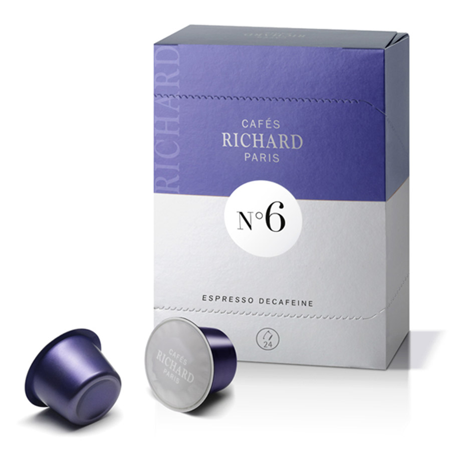 Cafe expresso decafeine capsules premium n°6 Cafes Richard pour machine Ventura Richard x24