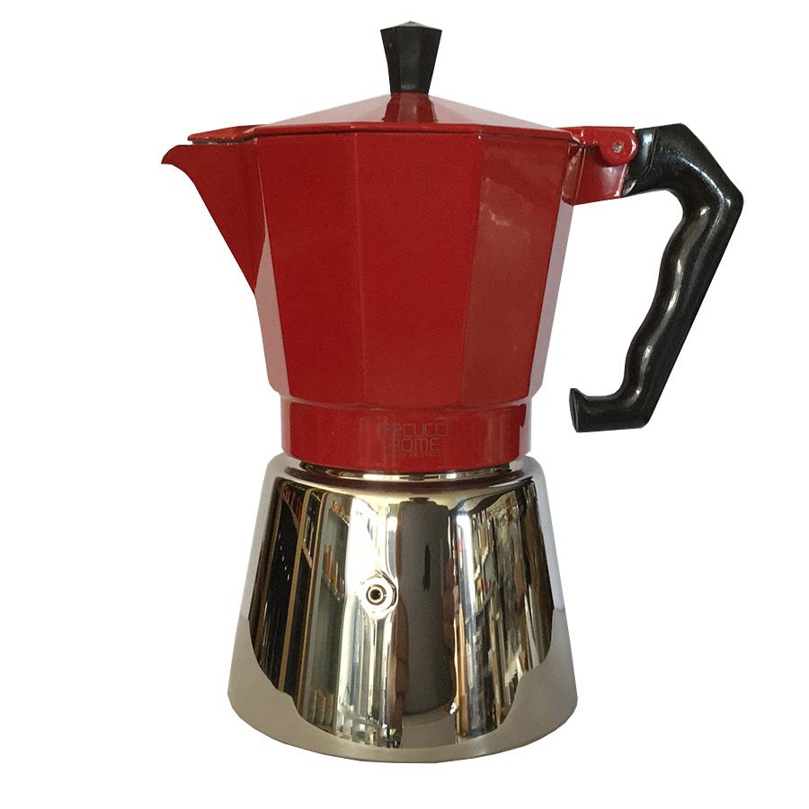 Cafetiere Moka 6T rouge induction
