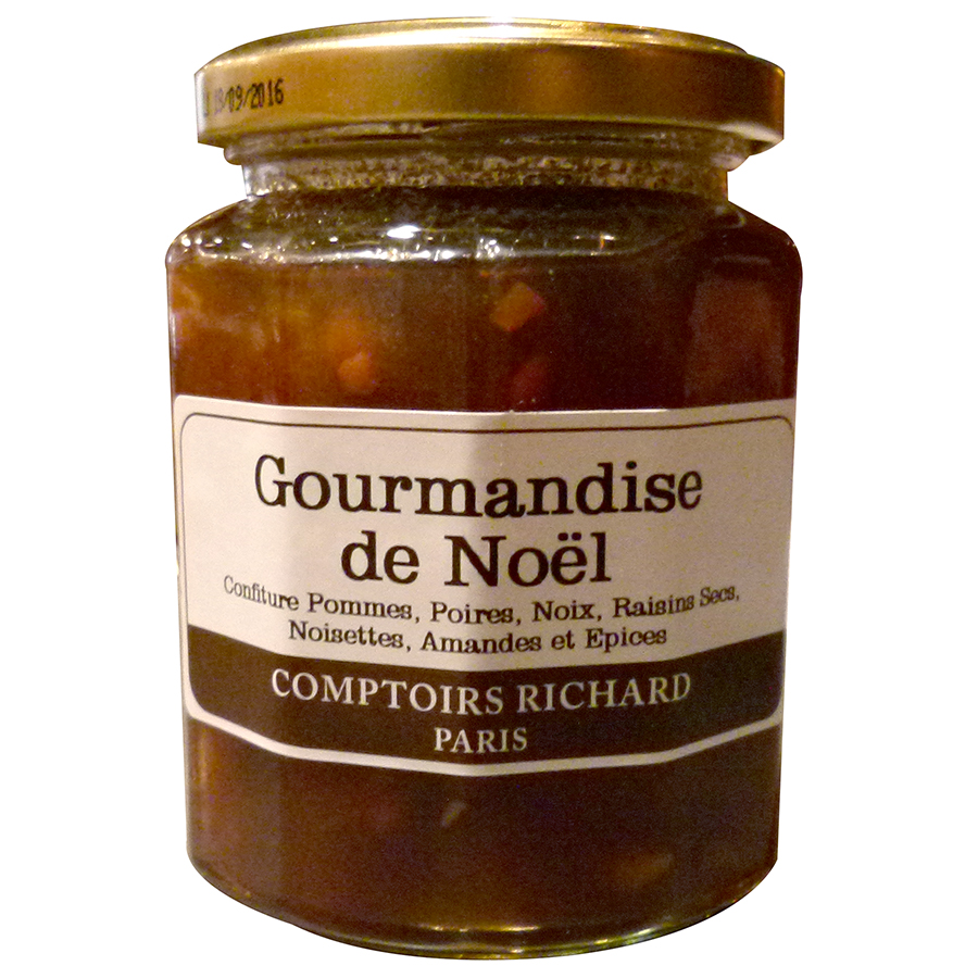 La Gourmandise de Noel Confiture pomme poire raisins secs noisettes amandes et epices 330 g