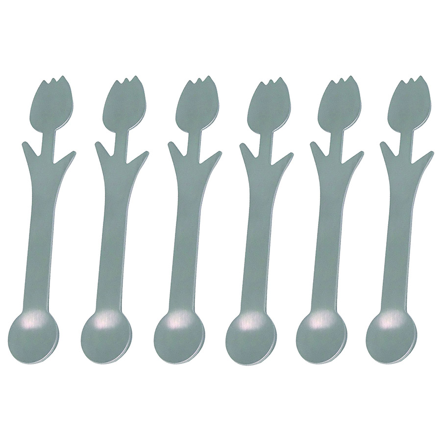 Set de 6 cuilleres moka avec embout forme tulipes