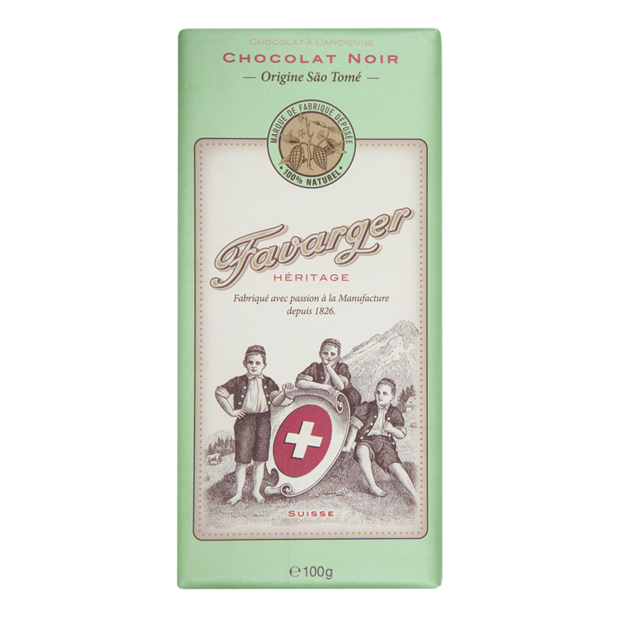 Tablette de chocolat noir Suisse au sucre de canne complet Heritage Favarger
