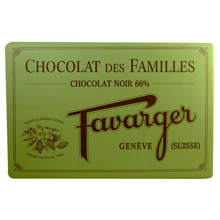 Chocolat suisse noir 66 Favarger tablette Chocolat des Familles 1 kg