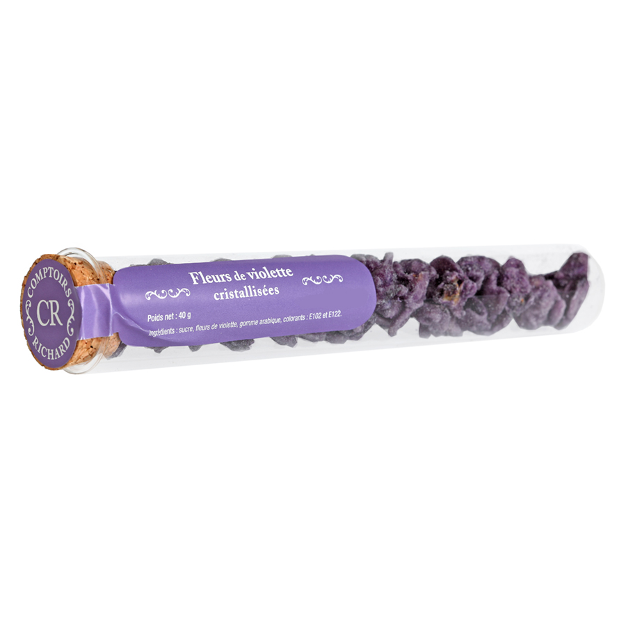 Tube garni de violettes au sucre cristallise 40g