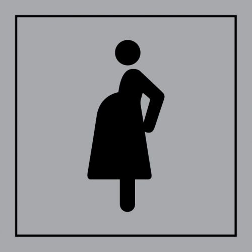 Pictogramme PI PF 059 'Acces prioritaire aux femmes enceintes' en PVC ISO 7001 : Dimensions - 125 x 125 mm, Modele - Noir sur gris