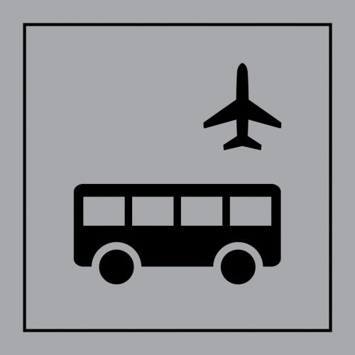 Pictogramme PI TF 027  'Autobus d'aeroport' en Vinyle souple autocollant ISO 7001 : Dimensions - 125 x 125 mm, Modele - Noir sur gris