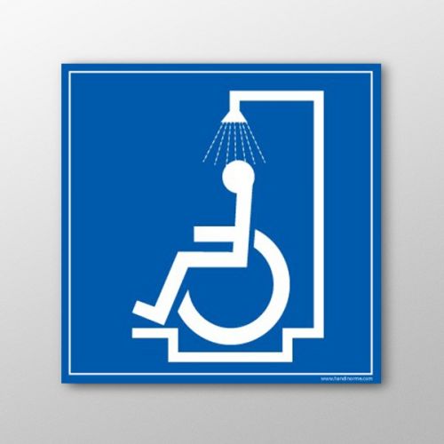 Panneau signaletique Douche reserves aux personnes en situation de handicap : taille panneau signalisation - 125 x 125 mm, Modele - Vinyle sou ...