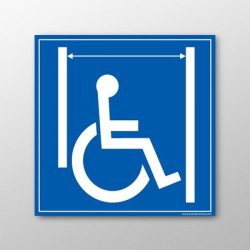 Panneau signaletique Passage large pour les personnes en situation de handicap : taille panneau signalisation - 125 x 125 mm, Modele - Vinyle  ...