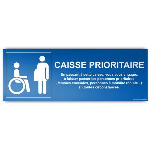 Signaletique Caisse prioritaire aux personnes en situation de handicap : taille panneau signalisation - 210 x 75mm