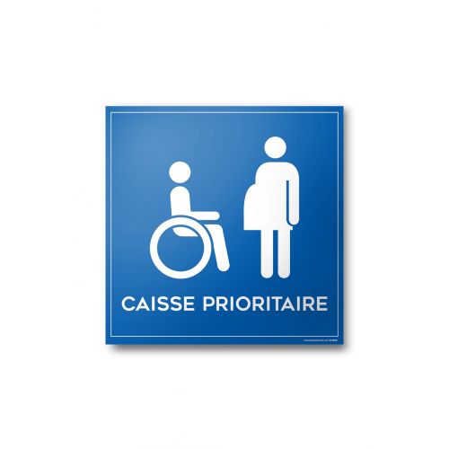 Autocollant caisse prioritaire aux personnes en situation de handicap et a mobilite reduite PMR