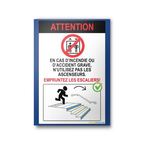 Poster consignes evacuation escaliers A3 : Modele - Droite
