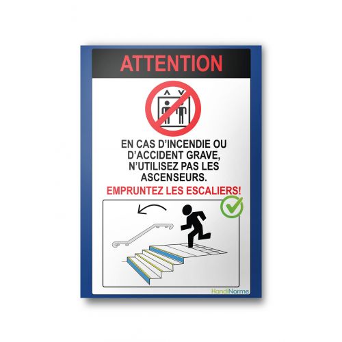 Poster consignes evacuation escaliers A3 : Modele - Gauche