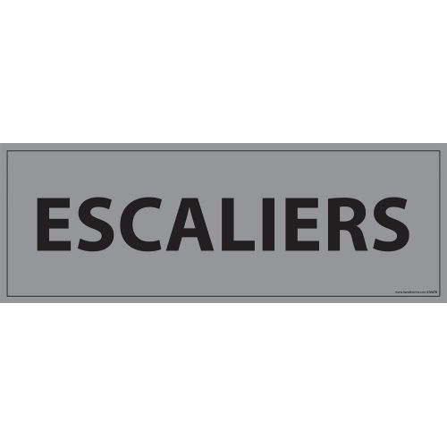Signalisation d'information 'ESCALIERS'  - 210 x 75 mm : Modele - PVC, Couleur - Gris