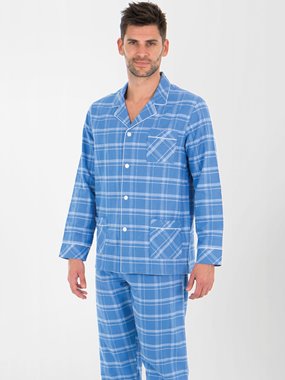 Pyjama boutonne carreau bleu