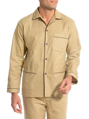 Pyjama en flanelle pur coton imprime beige