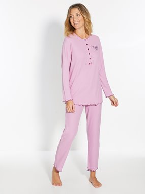 Pyjama manches longues, pur coton aqua