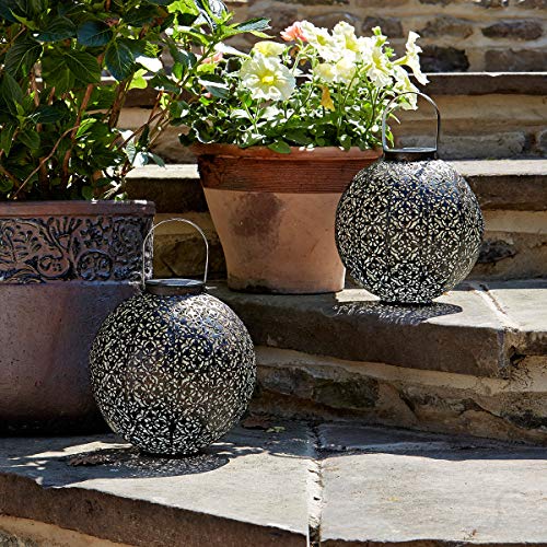Lanterne Solaire Smart Garden Damasque En Metal Ajoure Bronze Energie Solaire Ambiance Orientale