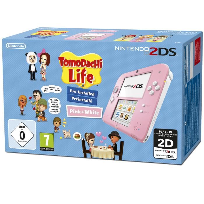 Console Nintendo 2ds Rose Blanc Tomodachi Life Pre Installe