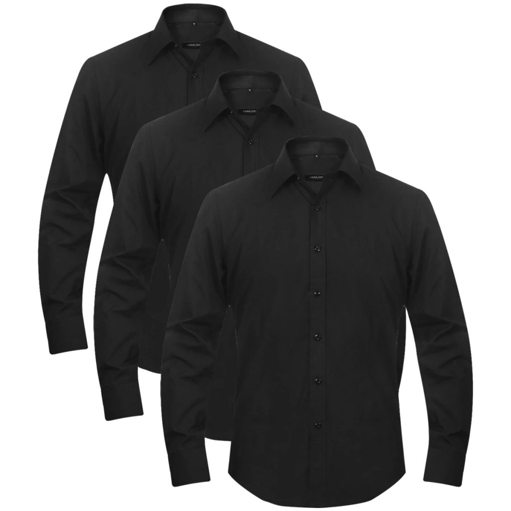 Vidaxl 3 Chemises De Travail Pour Homme Taille M Noir