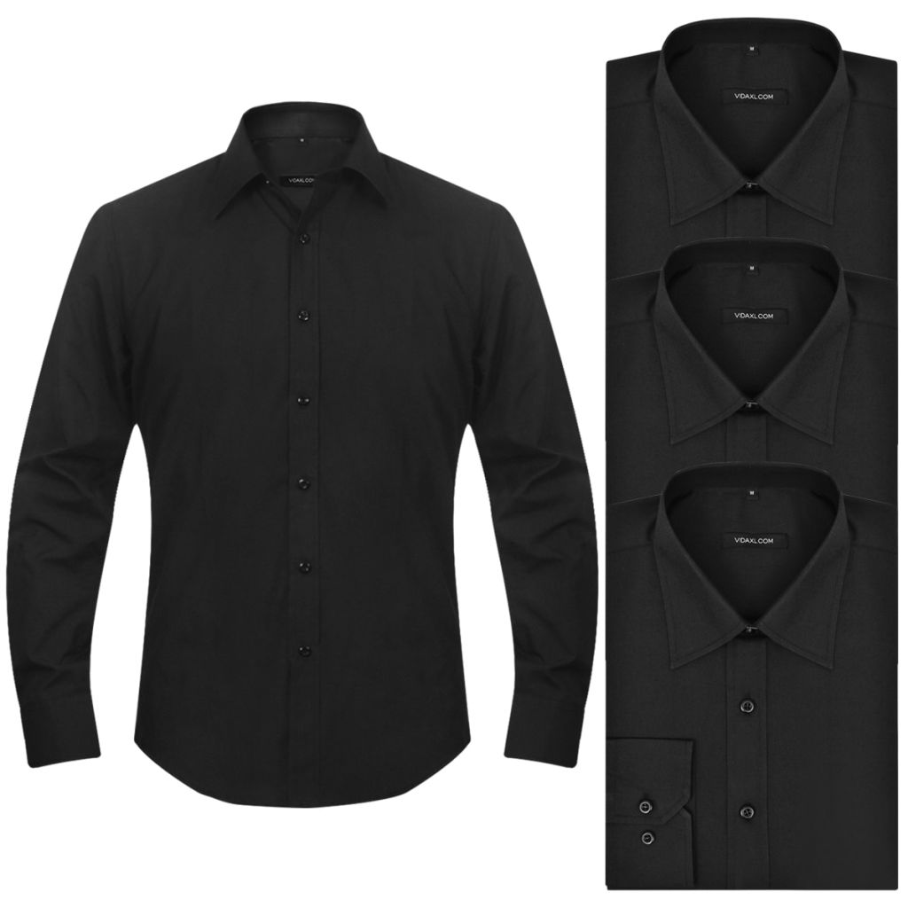Vidaxl 3 Chemises De Travail Pour Homme Taille M Noir