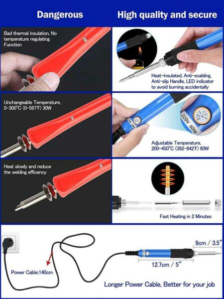 37 Pcs Kit De Pyrogravure, Hiveseen Fer A Souder 60w Pyrograveur...