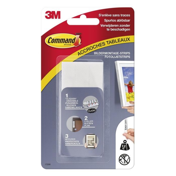 3M COMMAND Languettes de fixation Grand modele Blanc