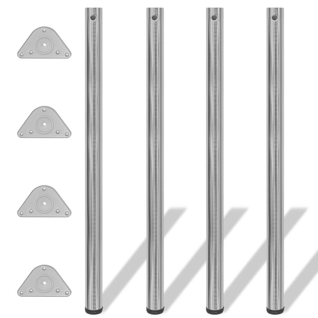 Vidaxl 4 Pieds De Table A Hauteur Reglable Et En Nickel Brosse 1100 Mm