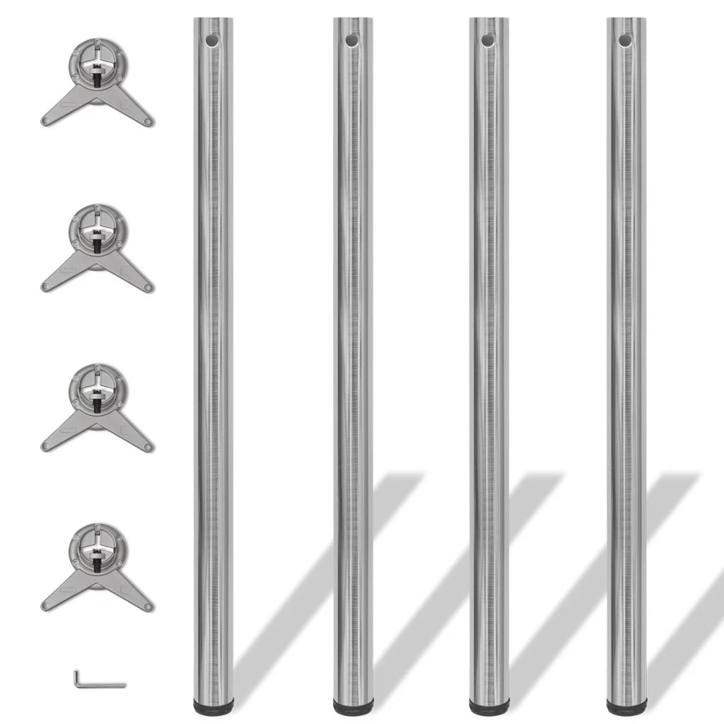 4 Pieds De Table Nickel Brosse A Hauteur Reglable 1100 Mm