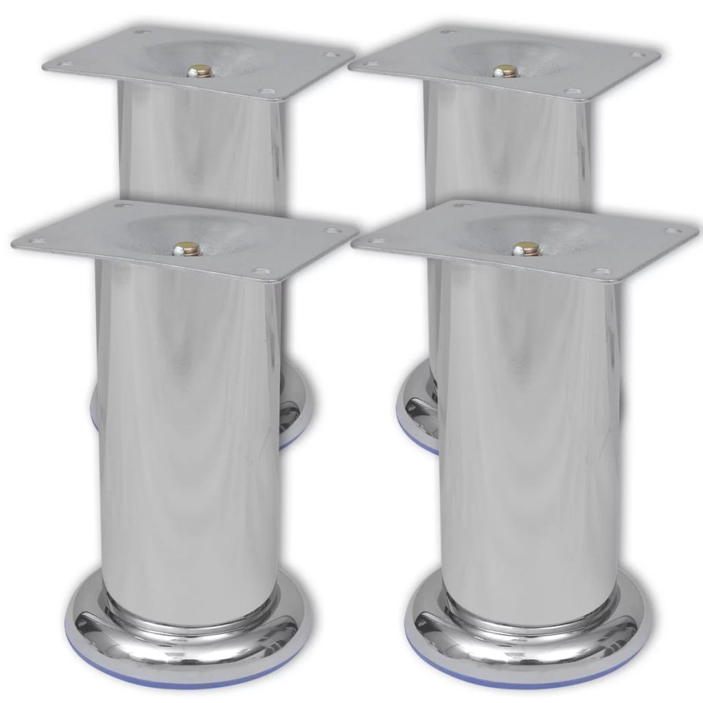 4 Pieds Ronds De Canape En Nickel Brosse 120 Mm