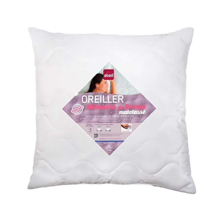 Abeil Oreiller A Memoire De Forme Matelasse 60x60 Cm Blanc