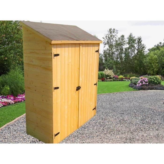 Abri De Jardin Mural En Bois Multiusages Avec 3 Etageres 125x65x206cm