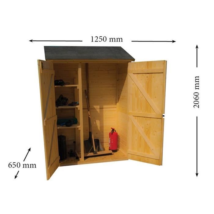 Abri De Jardin Mural En Bois Multiusages Avec 3 Etageres 125x65x206cm
