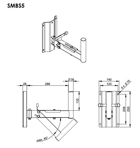 Adam Hall Stands Smbs 5 - Support Mural Pour Enceinte, Noir - Supports Pour Haut-parleurs