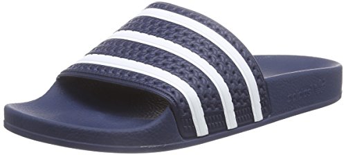 Mules - Adidas - Adilette - Bleu Marine Et Blanc - Fermeture A Enfiler - Synthetique