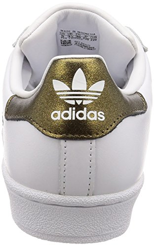 Baskets Mode Femme Adidas Originals Superstar W Cuir Blanc Marron