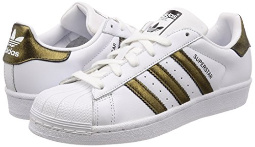 Baskets Mode Femme Adidas Originals Superstar W Cuir Blanc Marron