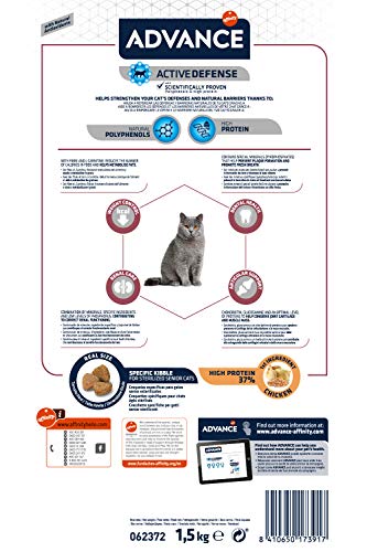 Croquettes Pour Chat - Advance - Sterilise Senior - 15kg - Aide A Prevenir Lobesite - Riche En Proteines