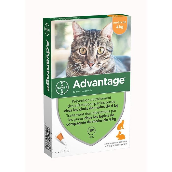 Advantage Solution Antipuce Chat Lapin 1 A 4kg 4 Pipettes