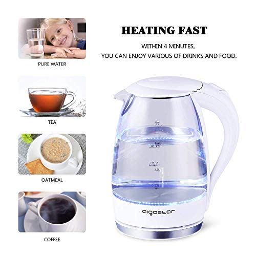 Bouilloire Electrique En Cristal Sans Bpa Aigostar Eve - 1.7l 2200w Illumination Led Bleue