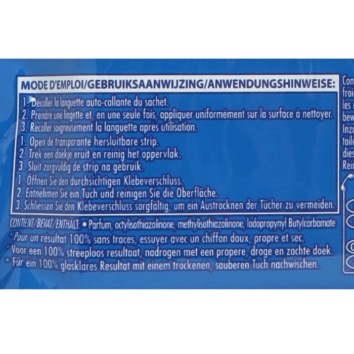 Lingettes vitres triple action sans traces Ajax - le paquet de 40