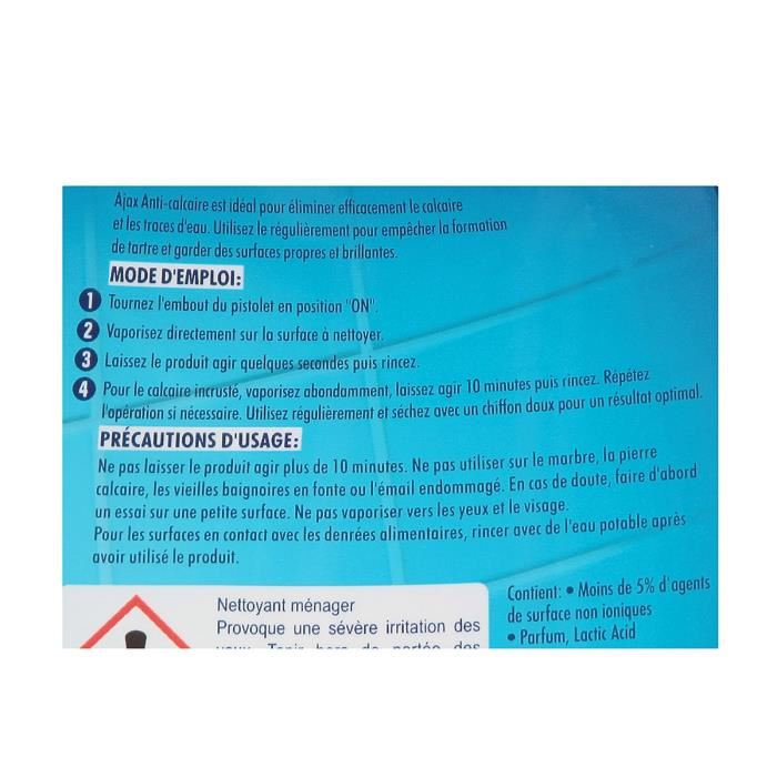 AJAX Spray Anti-calcaire pour salle de bain - 750ml