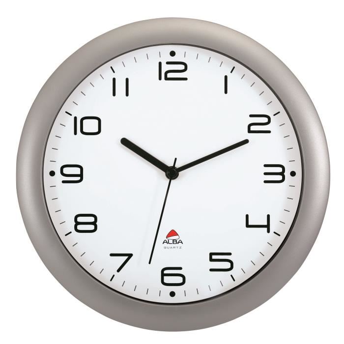 Alba Horloge Silencieuse 30cm Quartz - Gris Metal