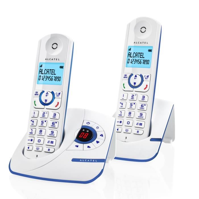 Alcatel F390 Duo Telephone Sans Fil Repondeur Blanc Bleu
