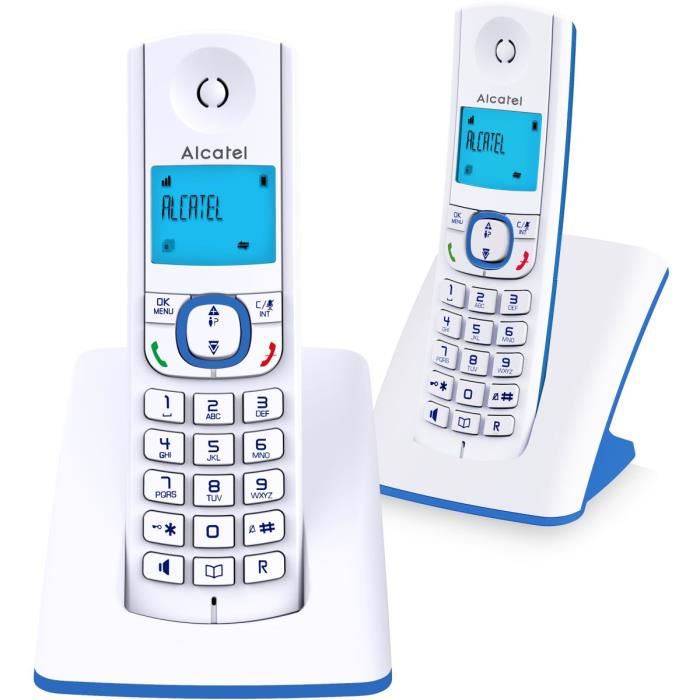 Telephone Sans Fil Alcatel F530 Duo 2 Combines Blocage Dappels Mains Libres 2 Memoires Directes Blancbleu