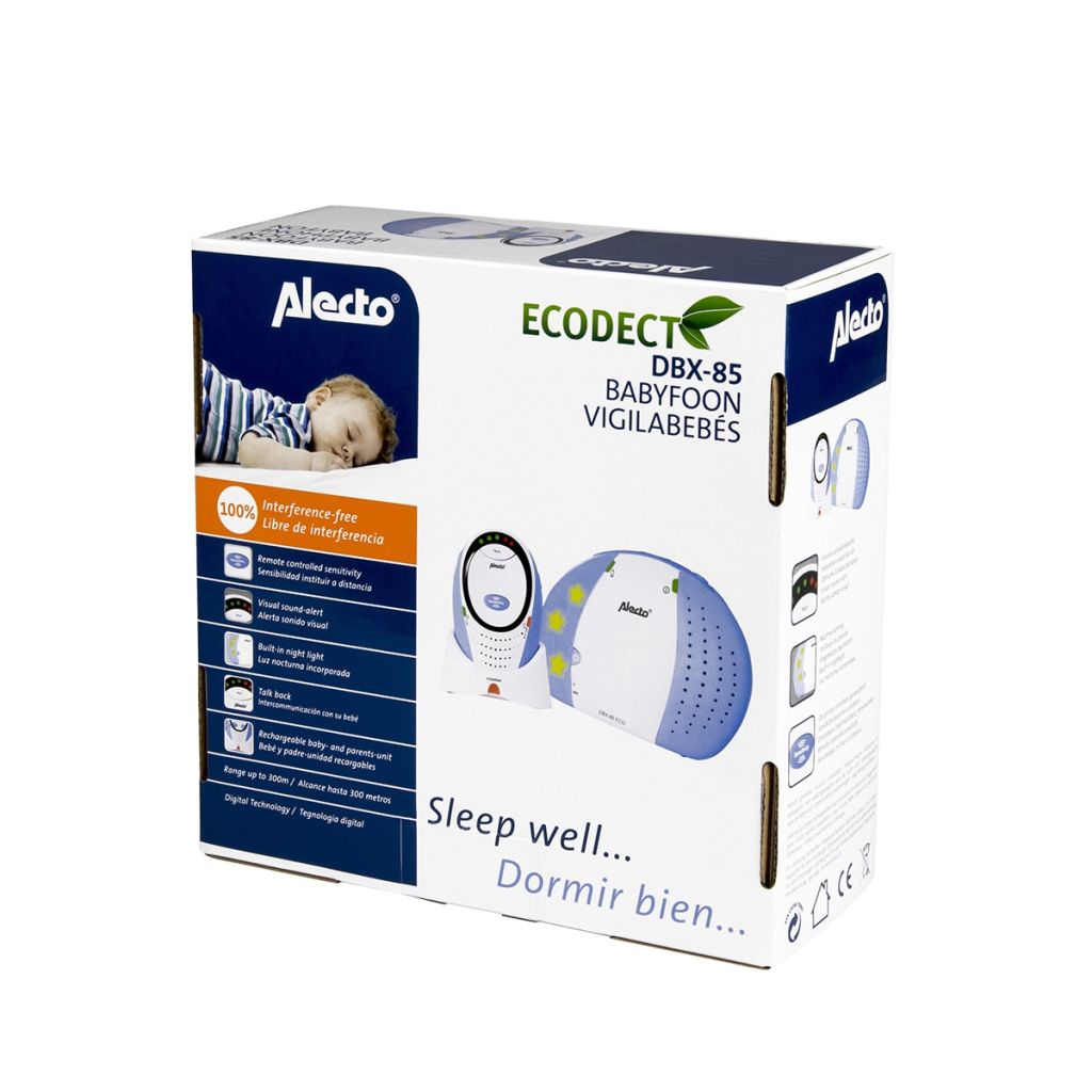 Alecto Dect Interphone Bebe Dbx-85 Eco Blanc Et Bleu