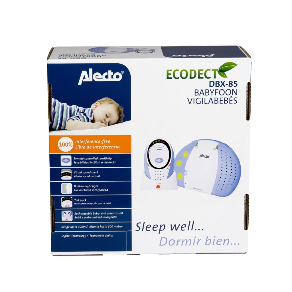 Alecto Dect Interphone Bebe Dbx-85 Eco Blanc Et Bleu