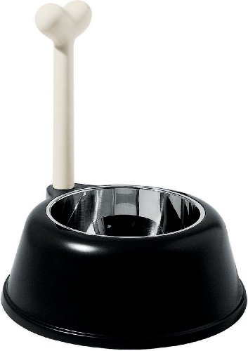 Alessi Lupita Ammi02 B - Gamelle Design Pour Chien En Resine Thermoplastique Et Acier Inoxydable 18 10 Noir